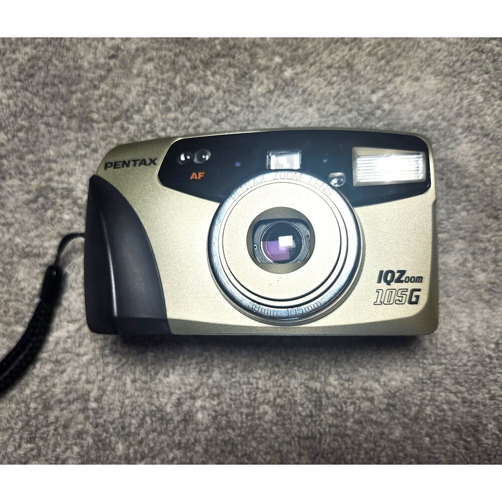 Pentax IQZoom 105G 35mm Film Camera 38-105mm Zoom Lens Tested New Battery Bundle